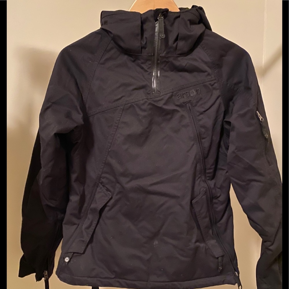 Arson - Diagonal zip snow jacket.